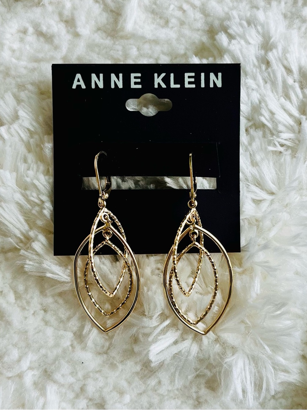 Anne Klein GOLD-TONE TEXTURED ORBITAL DROP EARRINGS